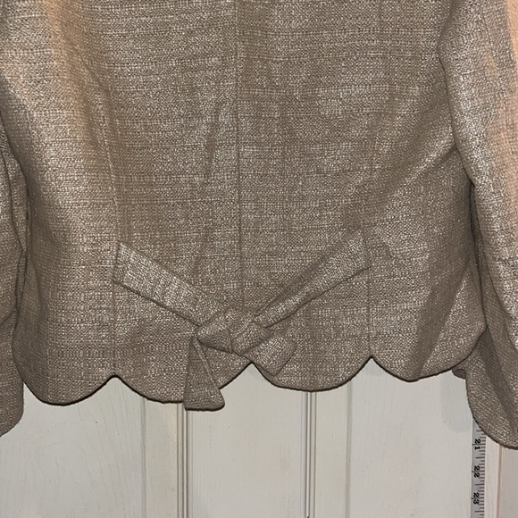 Anthropology Elevenses-6-beige,office siren,Metallic Scallop,crop, blazer/jacket - Picture 4 of 13